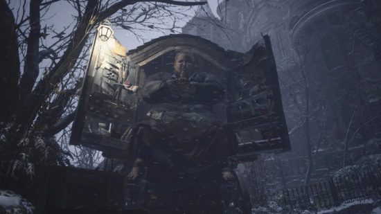 Resident Evil Village characters - The Duke in his carriage in the snow