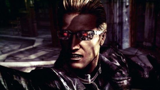 Resident Evil's Wesker stood still with red glowing eyes