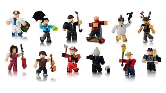 Roblox action figures on display, all included in Cyber Monday sales.