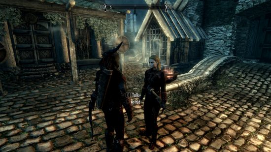 Screenshot with Astrid as a companion from Your Choices Matter Skyrim Dark Brotherhood mod