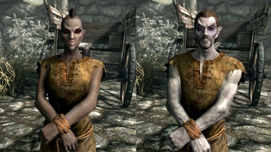 Skyrim races - a male and female Dark Elf