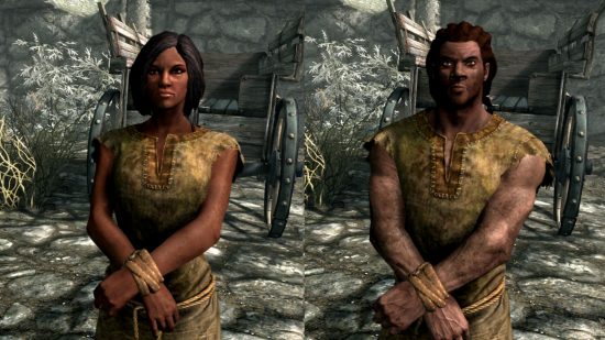 Skyrim races - a male and female Redgard