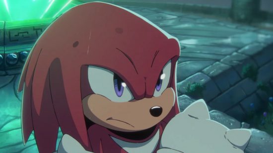 Sonic Frontiers Prologue Knuckles in the rain stood in front of the emerald