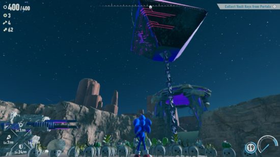 Sonic looking up at the Sky in the second island for Sonic Frontiers review
