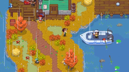 Screenshot of the main character looking over a river for Sports Story release date news