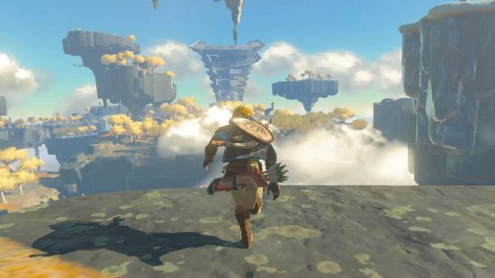 TGAs most anticipated: a screenshot from The Legend of Zelda: Tears of the Kingdom shows Link running on a floating island, away from the players view