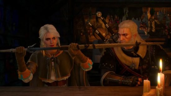 Finales de The Witcher 3 - Ciri desenvainando su espada se sentó junto a Geralt