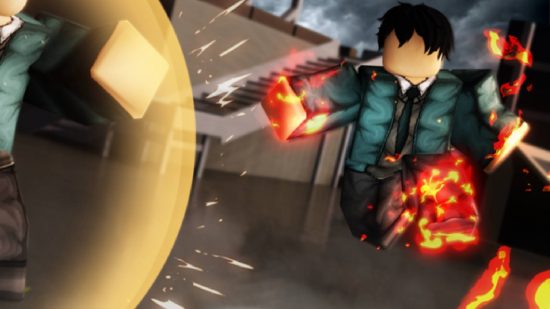 Unequal codes: Key art for the Roblox game Unequal shows two roblox avatars in battle with each other