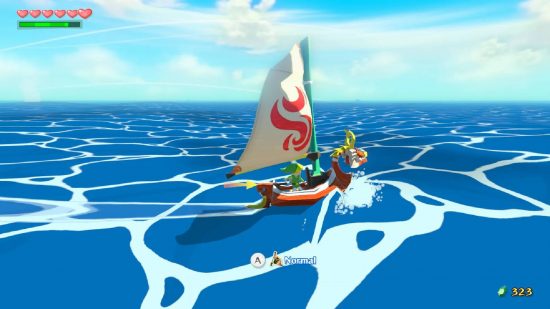 Wind Waker Switch: Une capture d'écran montre une scène ombrée par cel et une jeune version caricaturale de Link