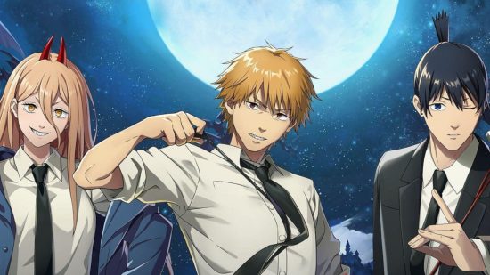 Screenshot of Denji, Aki, and Power, from the Bloodline: The Last Vampire Chainsaw Man crossover event