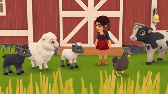 Cosy games - Tara from Wylde Flowers feeding animals on a farm