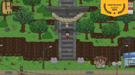 Cozy games: A screenshot from Spirittea with the PT awards banner over the top