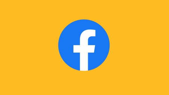 Facebook download - the Facebook logo in front of a yellow background