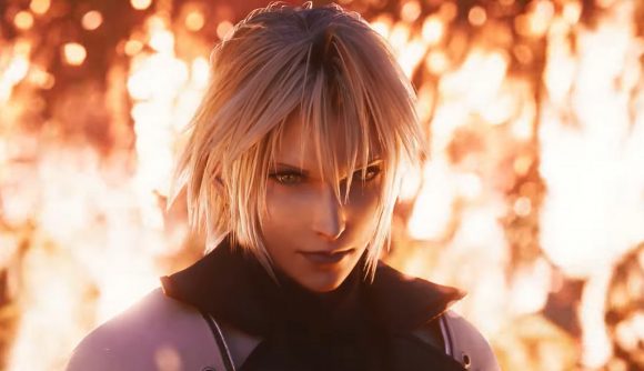 Final Fantasy Ever Crisis release date - Sephiroth looking towards the camera as flames burn behind him