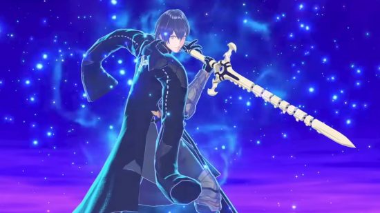 Screenshot of Marth in a blue mist for Fire Emblem Engage characters guide