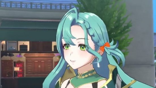 Screenshot of Fire Emblem Engage character Chloe looking into the distance