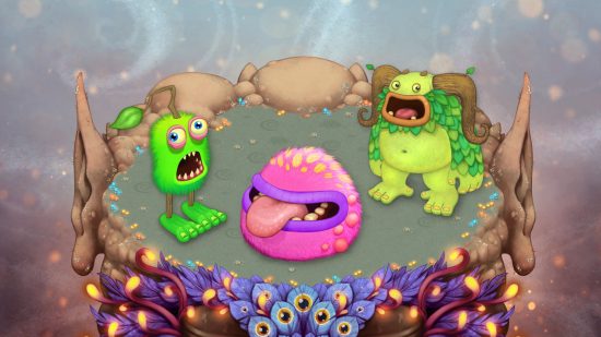 Custom image of different monsters on an island for My Singing Monsters mod guide