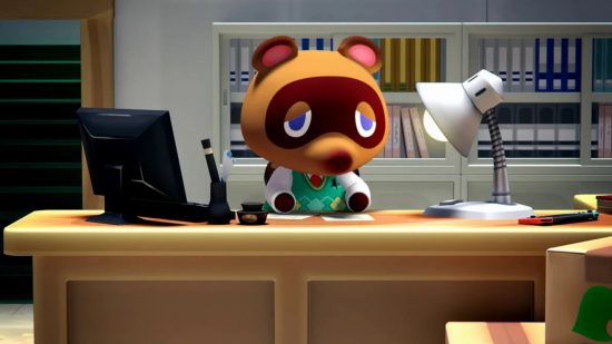 Screenshot of Tom Nook busy at this desk for Network N Eccomerce Coodrinator role