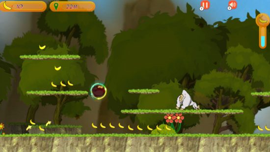 Screenshot of gameplay from Big Gorilla Adventure with a walking gorilla for Nintendo shovelware feature