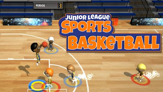 Screenshot of Junior League Sports Basketball, one of the DII games still available today, for Nintendo Shovelware feature