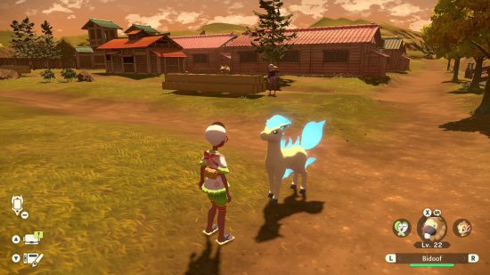 Pokemon Legends Arceus future of the franchise: a pokemon trainer dstands next to a shiny Ponyta