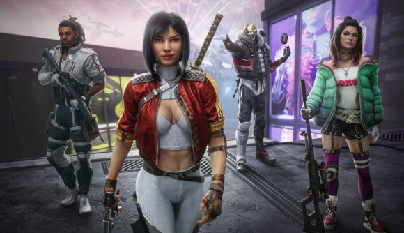 Rogue Company: Elite pre-registration: Key art from Rogue Company: Elite featuring four Heroes, including Ronin in the centre