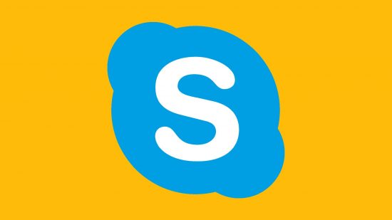 Skype download: the blue Skype logo is pictured against a yellow background