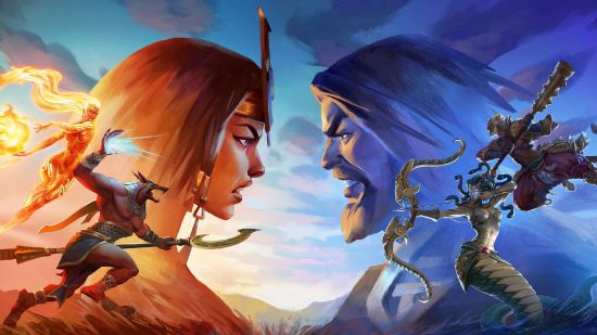 Smite news: key art from the game Smite shows two gods in battle