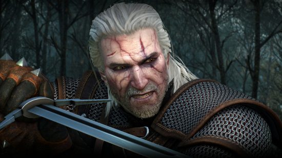 The Witcher 3 characters - Geralt wielding a sword
