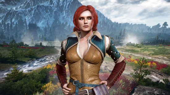 The Witcher 3 characters - Triss stood with her hands on her hips