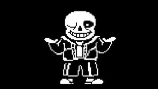 Sans looking confused with a wink for Undertale download guide