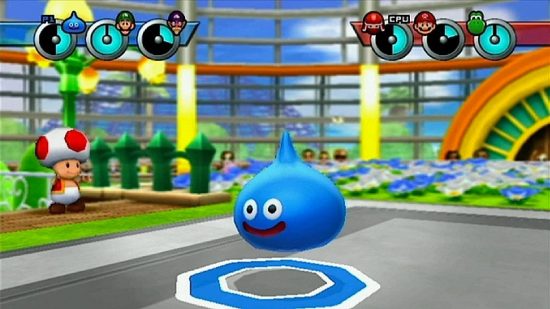 Weirdest Nintendo guest characters: a screenshot from Mario Sports Mix shows a Slime from Dragon Quest 