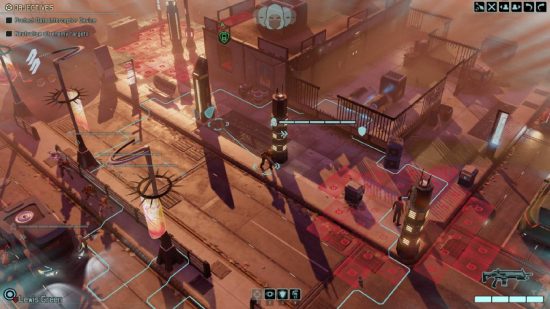 Alien games: a screenshot from XCOM shows a grid-based level, with alien units littered throughout 