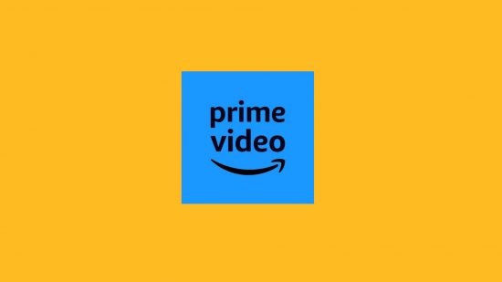 The Amazon Prime download logo in front of a yellow background