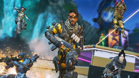 Apex Legends tier list: A range of Apex characters charging towards the camera.