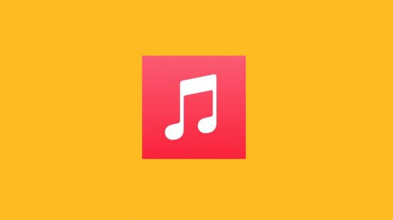 The Apple Music download icon on a yellow background