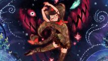 Bayonetta Origins demo - Cereza dancing with a menacing face smiling behind her