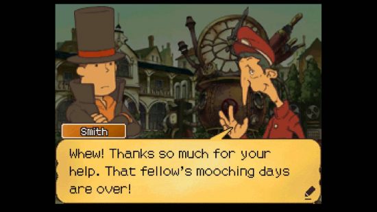 Best DS games: a screenshot shows the Nintendo DS game Professor Layton and the Unwound Future