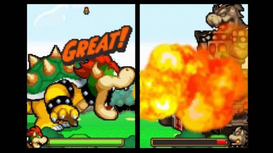 Best DS games: a screenshot shows the Nintendo DS game Mario & Luigi: Bowser's Inside Story