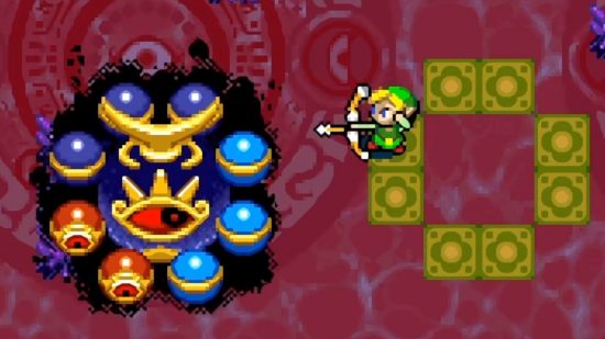 Screenshot of Link taking on the final boss in the Minish Cap for best GBA games list