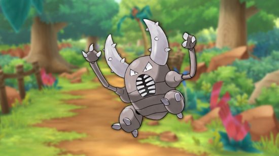 bug type Pokémon Pinsir in the woods