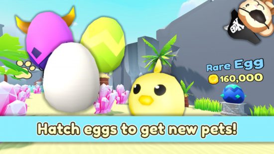 Collect All Pets codes - a group of eggs and cute pets