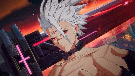 Crystal of Atlan release date - a muscular man with white hair holding a large sword over his shoulder