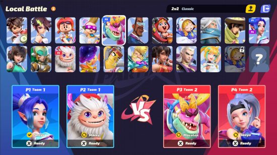 A character select screen in Flash Party 