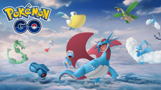 Key art of flying Pokemon like Salamance, Altaria, and more in Pokemon Go for free mobile games list