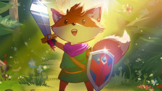 GDC 2023 nominations - Tunic key art showing a fox with a sword and shield