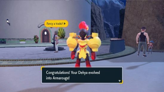How to evolve Charcadet: a screenshot from Pokemon Scarlet and Violet shows Armarouge