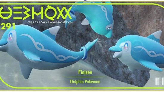 How to evolve Finizen: Finizen's Pokedex cover art showing three of them swimming in the ocean.