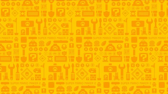 Mario wallpapers: a pastel yellow background shows many of the different items and tools from Super Mario Maker 2