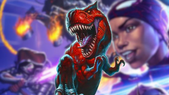 Screenshot of the special Marvel Snap Devil Dinosaur variant on a Marvel Snap background for the Devil Dinosaur bundle news